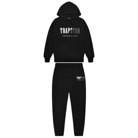 TRAPSTAR DECODED CHENILLE HOODED TRACKSUIT - BLACK / GREY