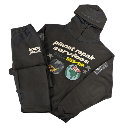 BROKEN PLANET 'PLANET REPAIR SERVICES' SOOT BLACK TRACKSUIT