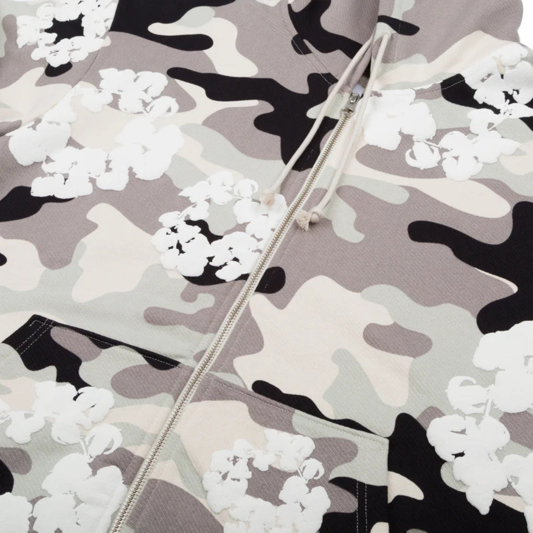 Denim Tears Cotton Wreath Zip Hoodie Snow Camo | Hype Locker UK