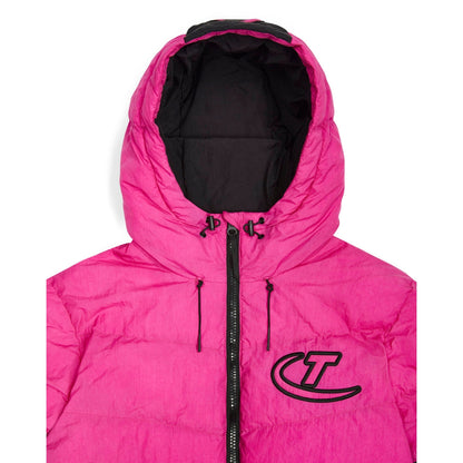 TRAPSTAR HYPERDRIVE HOODED PUFFER JACKET - BLACK / PINK