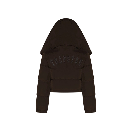 TRAPSTAR WOMEN’S IRONGATE DETACHABLE HOODED PUFFER JACKET - BROWN - Hype Locker UK