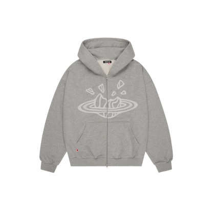 BROKEN PLANET HEATHER GREY ZIP UP HOODIE