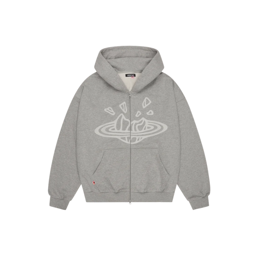 BROKEN PLANET HEATHER GREY ZIP UP HOODIE