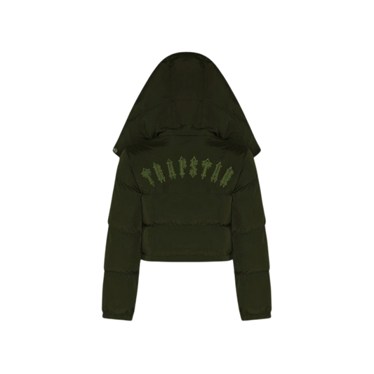 TRAPSTAR WOMEN’S IRONGATE DETACHABLE HOODED PUFFER JACKET - OLIVE - Hype Locker UK