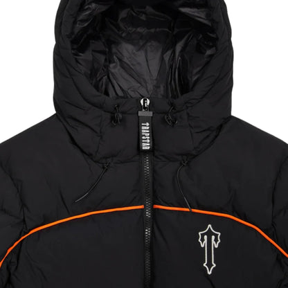 TRAPSTAR IRONGATE ARCH PIPING PUFFER JACKET - BLACK / ORANGE