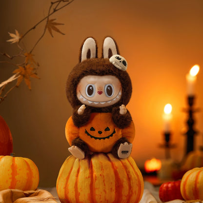 POP MART LABUBU HAPPY HALLOWEEN PARTY SITTING PUMPKIN VINYL PLUSH PENDANT