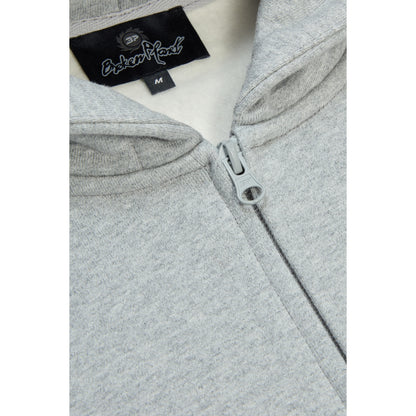 BROKEN PLANET HEATHER GREY SUN ZIP UP HOODIE