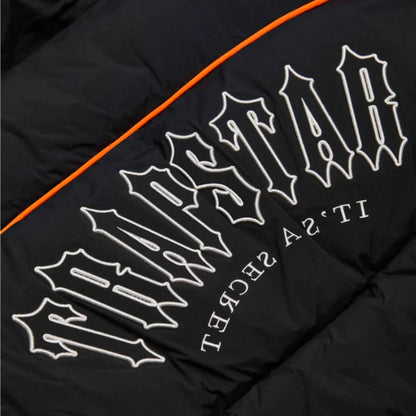 TRAPSTAR IRONGATE ARCH PIPING PUFFER JACKET - BLACK / ORANGE