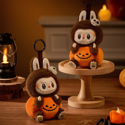 POP MART LABUBU HAPPY HALLOWEEN PARTY SITTING PUMPKIN VINYL PLUSH PENDANT