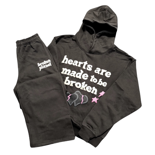 BROKEN PLANET 'HEARTS ARE MADE TO BE BROKEN' SOOT BLACK TRACKSUIT