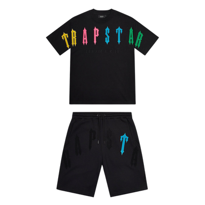 TRAPSTAR IRONGATE ARCH 2.0 SHORT SET - BLACK / CANDY