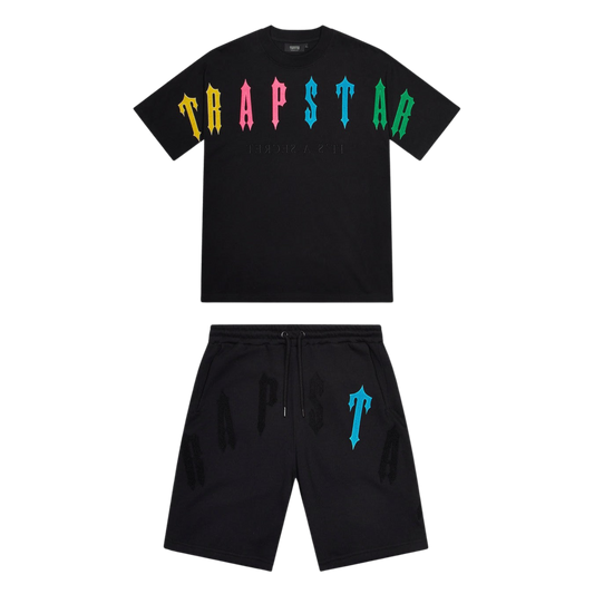 TRAPSTAR IRONGATE ARCH 2.0 SHORT SET - BLACK / CANDY