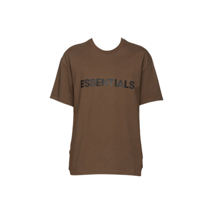 FEAR OF GOD ESSENTIALS BROWN FRONT LOGO T-SHIRT - Hype Locker UK