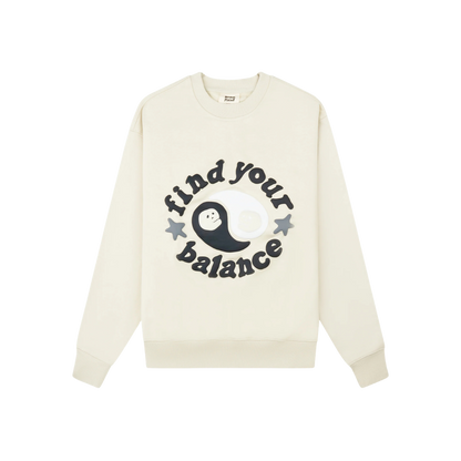 BROKEN PLANET 'FIND YOUR BALANCE' BONE WHITE CREWNECK