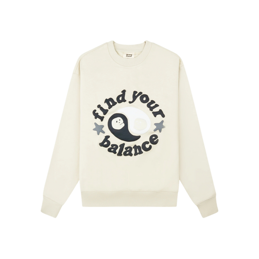 BROKEN PLANET 'FIND YOUR BALANCE' BONE WHITE CREWNECK