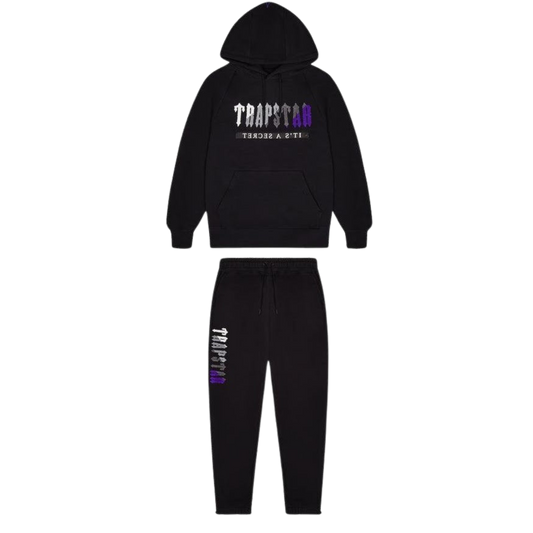 TRAPSTAR CHENILLE DECODED 2.0 HOODED TRACKSUIT - BLACK / PURPLE