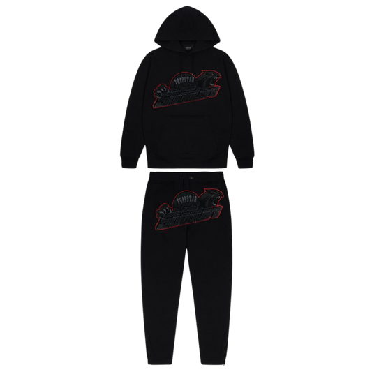 TRAPSTAR SHOOTERS HOODED TRACKSUIT - BLACK / RED