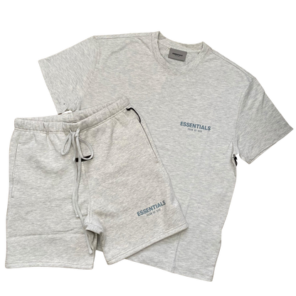 FEAR OF GOD ESSENTIALS LIGHT HEATHER OATMEAL CORE COLLECTION SHORT SET - Hype Locker UK