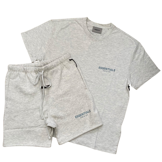 FEAR OF GOD ESSENTIALS LIGHT HEATHER OATMEAL CORE COLLECTION SHORT SET - Hype Locker UK