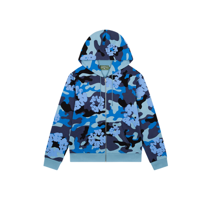 DENIM TEARS COTTON WREATH ZIP HOODIE BLUE CAMO