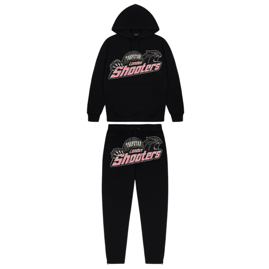 TRAPSTAR SHOOTERS HOODED TRACKSUIT - BLACK / PINK