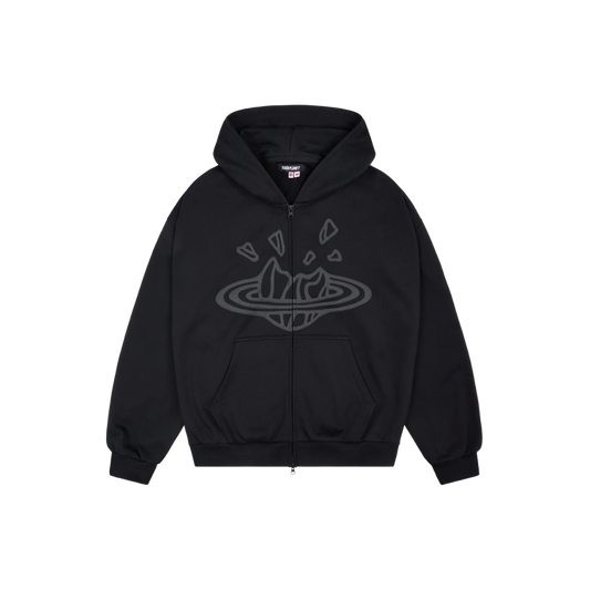 BROKEN PLANET MIDNIGHT BLACK ZIP UP HOODIE