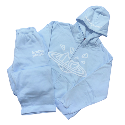 BROKEN PLANET SKY BLUE ZIP UP TRACKSUIT