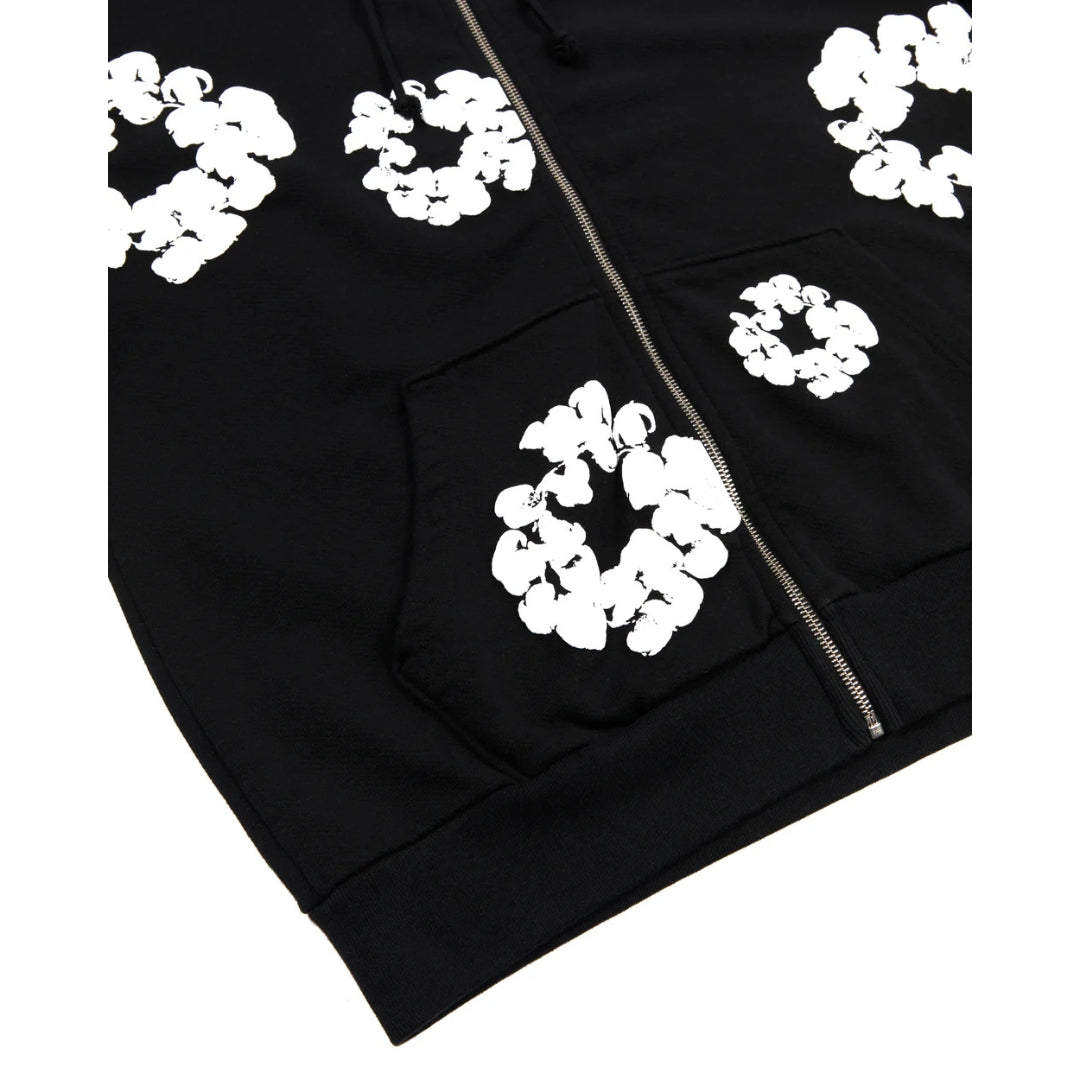 Denim Tears Cotton Wreath Zip Hoodie Black | Hype Locker UK