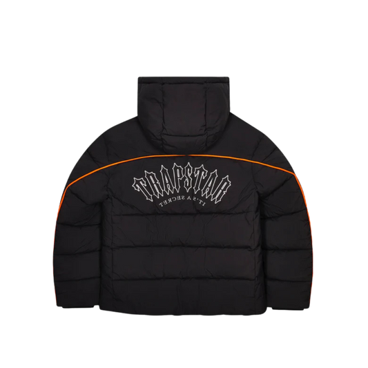 TRAPSTAR IRONGATE ARCH PIPING PUFFER JACKET - BLACK / ORANGE