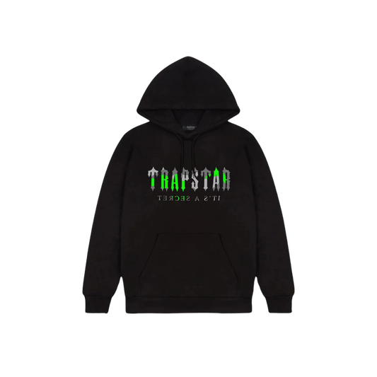 TRAPSTAR DECODED CAMO HOODIE - BLACK / NEON GREEN