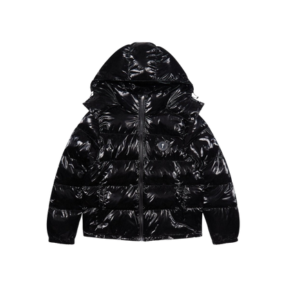 TRAPSTAR IRONGATE DETACHABLE HOODED PUFFER JACKET - SHINY BLACK