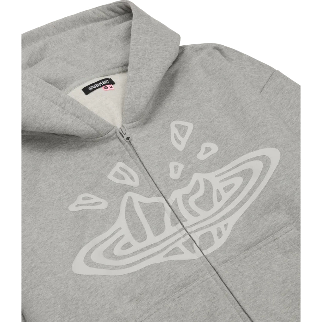 Broken Planet Heather Grey Zip Up Hoodie | Hype Locker UK