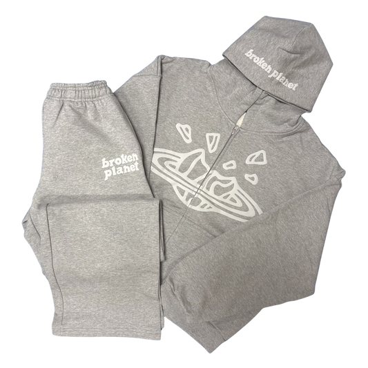 BROKEN PLANET HEATHER GREY ZIP UP TRACKSUIT