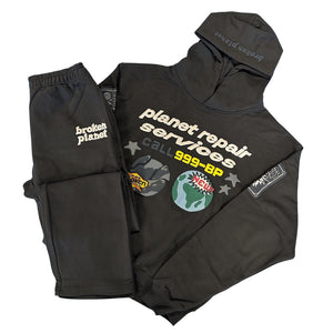 BROKEN PLANET 'PLANET REPAIR SERVICES' SOOT BLACK TRACKSUIT