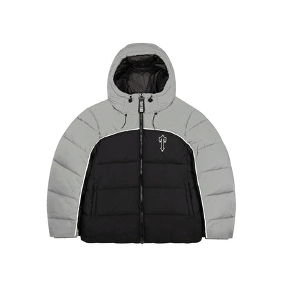 TRAPSTAR IRONGATE ARCH PIPING PUFFER JACKET - BLACK / GREY