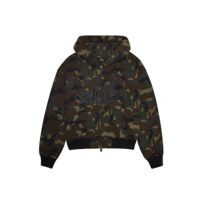 BROKEN PLANET CAMO GREEN ZIP UP HOODIE