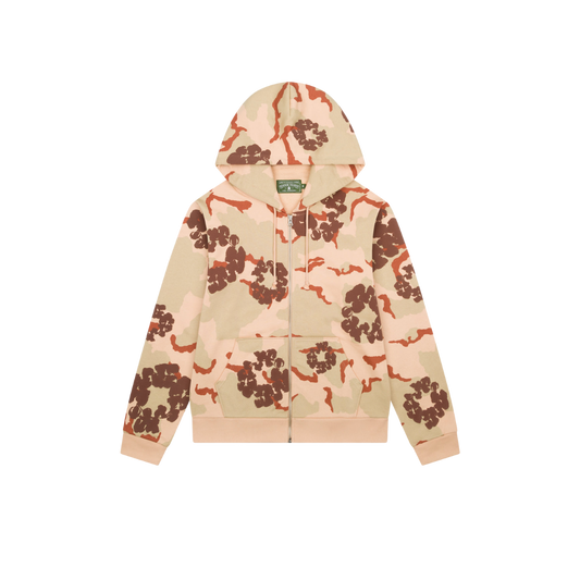 DENIM TEARS COTTON WREATH ZIP HOODIE TAN CAMO