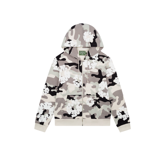 DENIM TEARS COTTON WREATH ZIP HOODIE SNOW CAMO