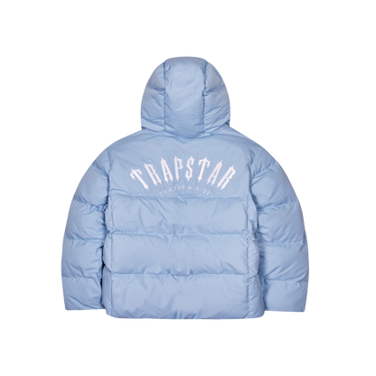 TRAPSTAR IRONGATE ARCH HOODED PUFFER JACKET - LIGHT BLUE