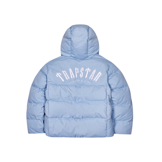 TRAPSTAR IRONGATE ARCH HOODED PUFFER JACKET - LIGHT BLUE