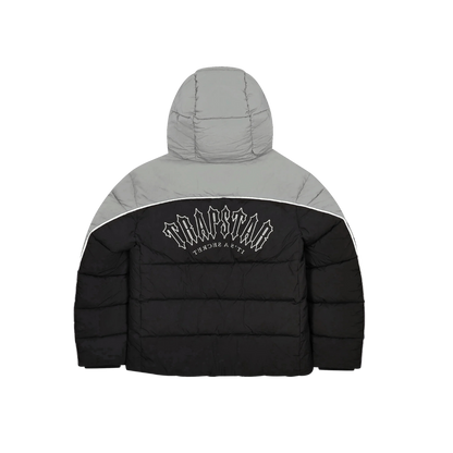 TRAPSTAR IRONGATE ARCH PIPING PUFFER JACKET - BLACK / GREY