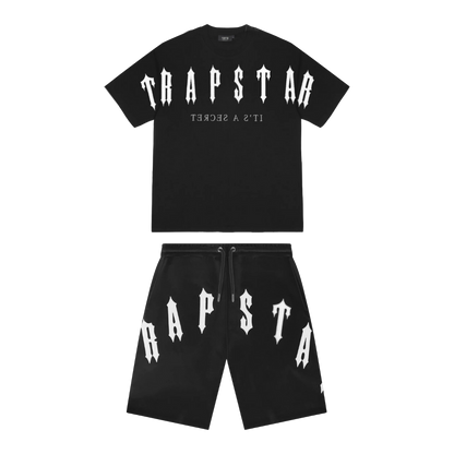 TRAPSTAR ARCH CHENILLE DECODED 2.0 SHORT SET - BLACK / WHITE