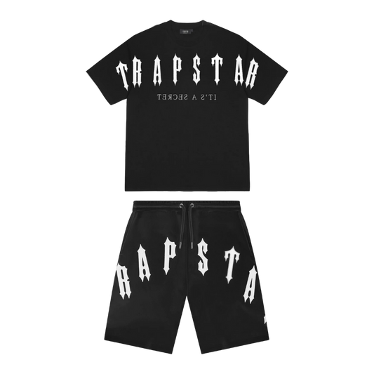 TRAPSTAR ARCH CHENILLE DECODED 2.0 SHORT SET - BLACK / WHITE