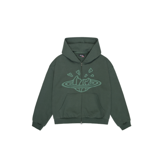 BROKEN PLANET EMERALD GREEN ZIP UP HOODIE