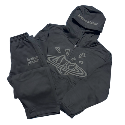 BROKEN PLANET MIDNIGHT BLACK ZIP UP TRACKSUIT