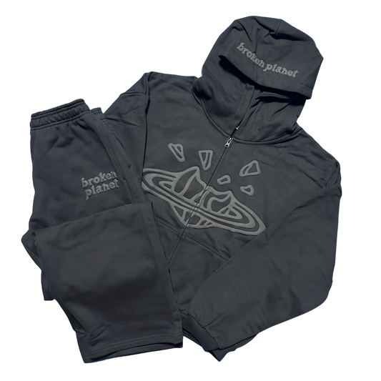 BROKEN PLANET MIDNIGHT BLACK ZIP UP TRACKSUIT