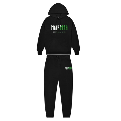 TRAPSTAR DECODED CHENILLE HOODED TRACKSUIT - BLACK / GREEN