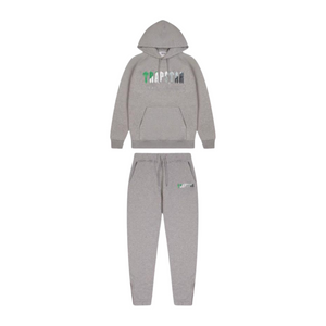 TRAPSTAR CHENILLE DECODED HOODED TRACKSUIT - GREY / GREEN BEE AW22 EDITION