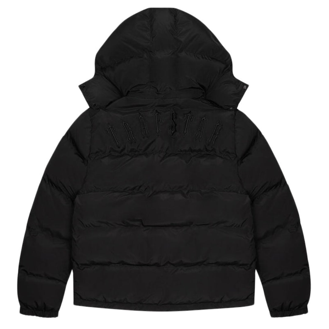 TRAPSTAR IRONGATE DETACHABLE HOODED PUFFER JACKET - BLACKOUT EDITION