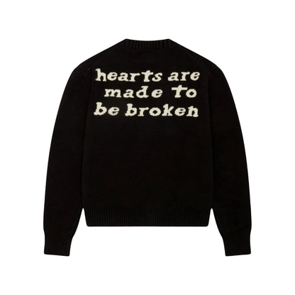 BROKEN PLANET 'HEARTS ARE MADE TO BE BROKEN' HEATHER GREY KNIT SWEATER